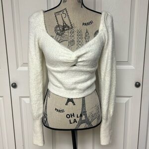 Twisted fuzzy knit sweater Size M